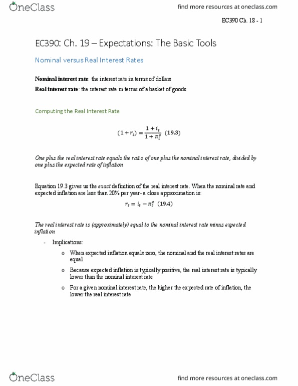EC390 Chapter Notes - Chapter 19: Discount Window, Discounting, Real Interest Rate thumbnail