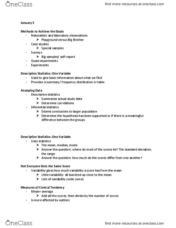PS102 Lecture Notes - Lecture 2: Descriptive Statistics, Random Assignment, Selection Bias thumbnail