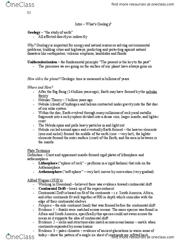 Earth Sciences 1022A/B Lecture Notes - Lecture 1: Convergent Boundary, Geosphere, Hydrosphere thumbnail