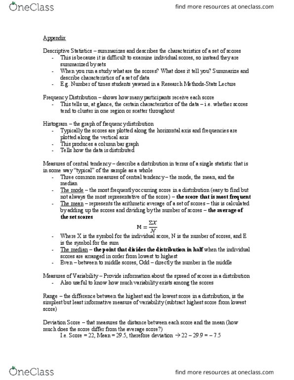 Psychology 1000 Chapter Notes - Chapter 0: Frequency Distribution, Histogram, Factor Analysis thumbnail