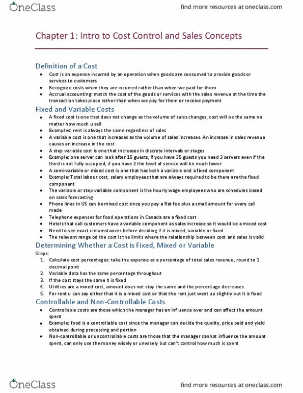 HTM 2030 Lecture Notes - Lecture 1: Fixed Cost, Decimal Mark, Standard Cost Accounting thumbnail