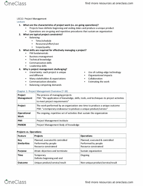 COMM 153 Lecture Notes - Lecture 12: Communication, Project Management Body Of Knowledge, Active Listening thumbnail