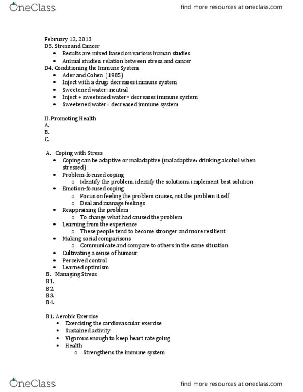 PSY 1102 Lecture Notes - Lecture 10: Biofeedback, Colorectal Cancer, Breast Cancer thumbnail