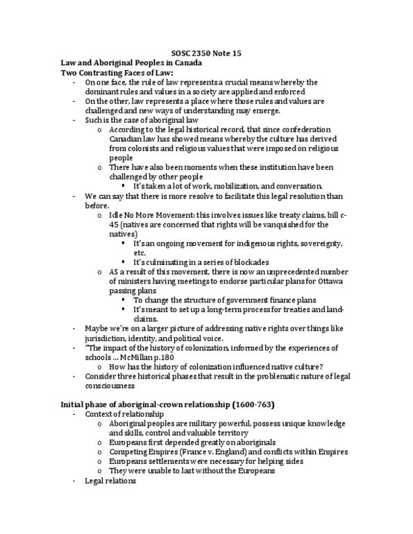 SOSC 2350 Lecture Notes - Negative And Positive Rights, Negative Liberty, Constitution Act, 1982 thumbnail