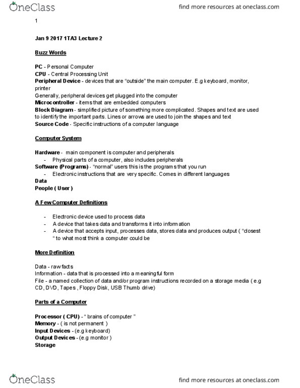 COMPSCI 1TA3 Lecture Notes - Lecture 2: Software Categories, Javascript, Eta10 thumbnail