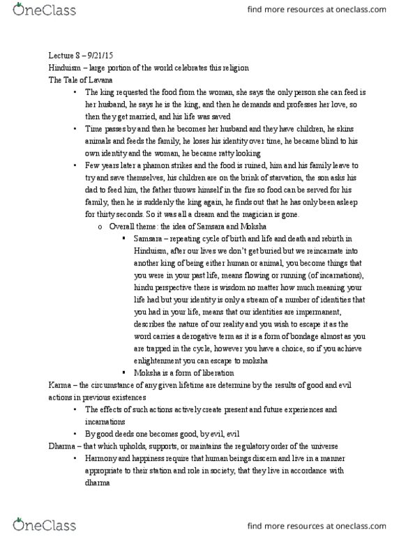 CAS RN 106 Lecture Notes - Lecture 8: Iron Age, Vedas, Upanishads thumbnail