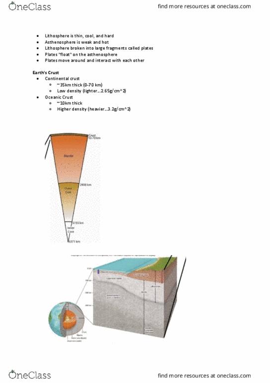 ERS120H5 Lecture Notes - Lecture 3: Oceanic Crust, Pacific Plate, Asthenosphere thumbnail