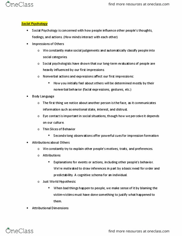 CAS PS 101 Lecture Notes - Lecture 11: Impression Formation, Classical Conditioning, Operant Conditioning thumbnail