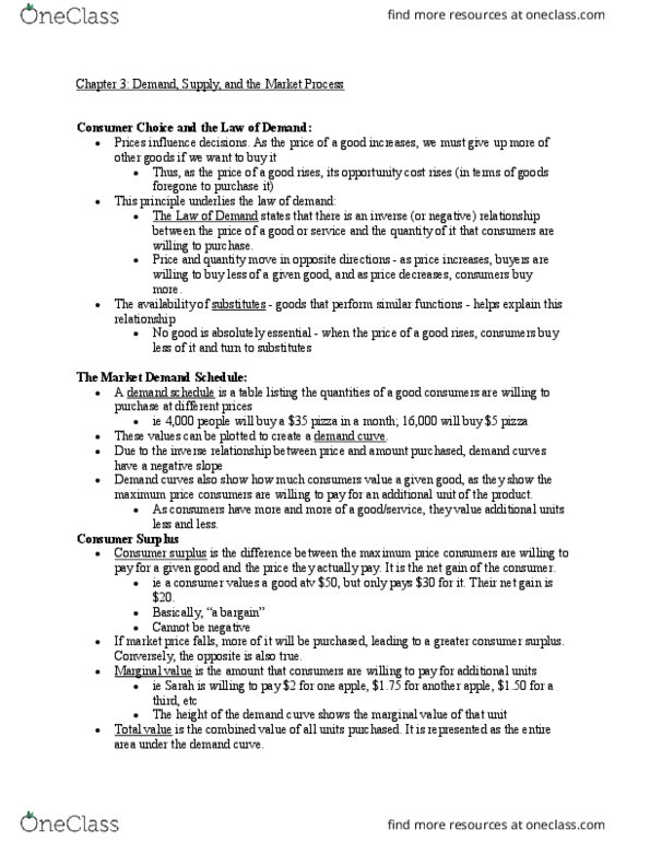 ECON 103 Chapter Notes - Chapter 3: Shortage, Overproduction, Opportunity Cost thumbnail