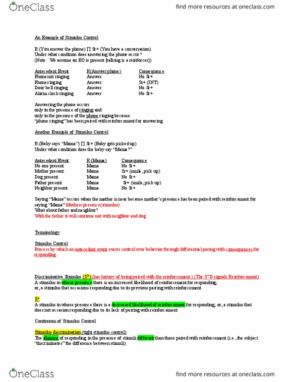 EAB 3764 Lecture Notes - Lecture 7: Design Of Experiments, Canine Terminology, Stimulus Control thumbnail