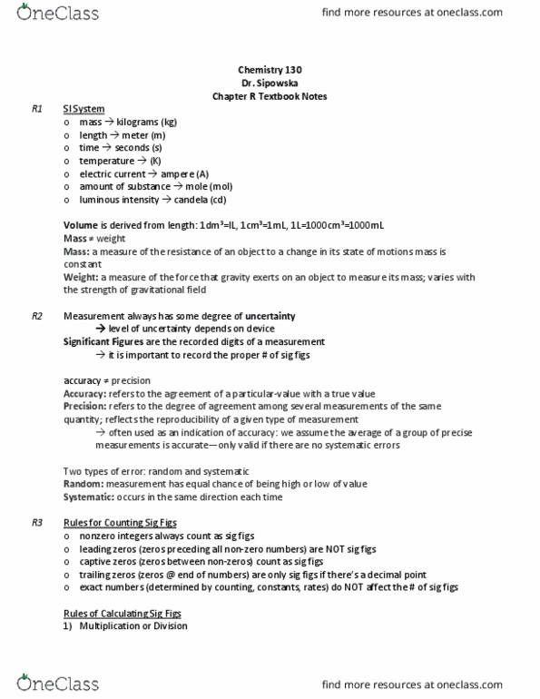 CHEM 130 Chapter Notes - Chapter R: Significant Figures, Decimal Mark, Distillation thumbnail