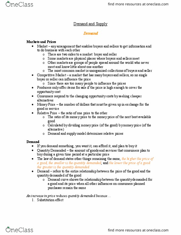 Economics 1021A/B Chapter Notes - Chapter 3: Opportunity Cost, Marginal Utility, The Surplus thumbnail