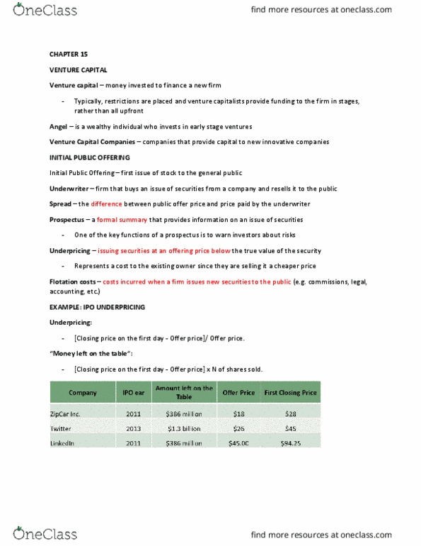 FINE 2000 Lecture Notes - Lecture 15: Underwriting thumbnail