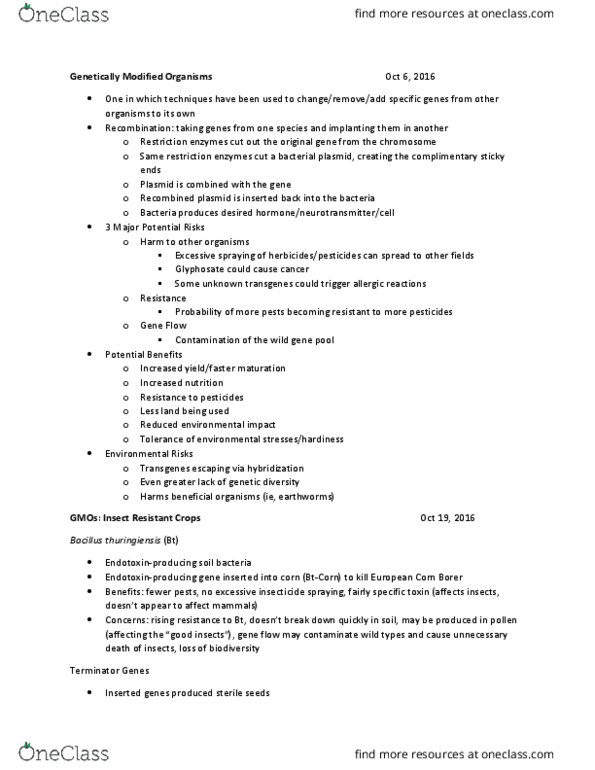 BLG 181 Lecture Notes - Lecture 8: Chromosome, Retina, Beta-Carotene thumbnail