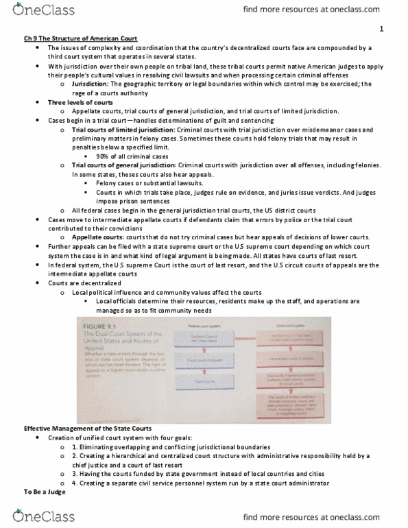 CJ 1001 Chapter Notes - Chapter 9: United States District Court, Recognizance, Bail Bondsman thumbnail