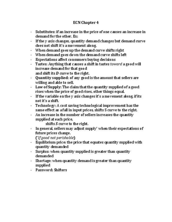 ECN 204 Chapter Notes - Chapter 4: Economic Equilibrium, Demand Curve thumbnail