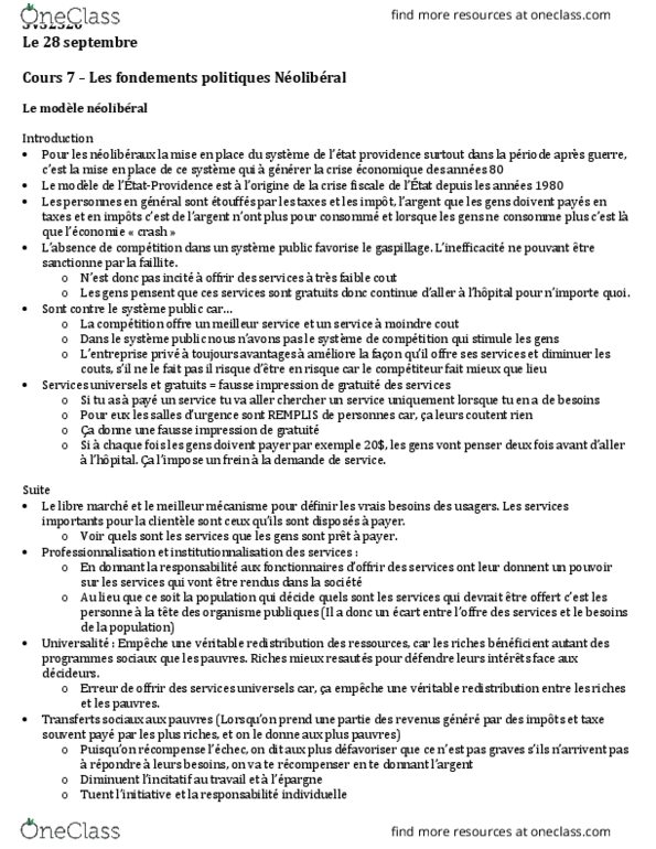 SVS 2520 Lecture Notes - Lecture 7: Le Monde, Principes, Mise En Place thumbnail