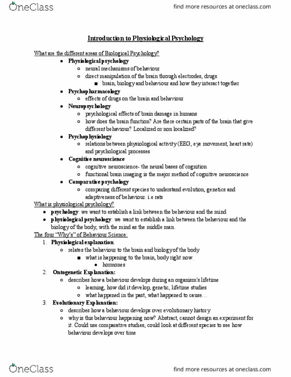 PSYC-2656EL Lecture Notes - Lecture 1: Longitudinal Study, Neuropsychology, Comparative Psychology thumbnail