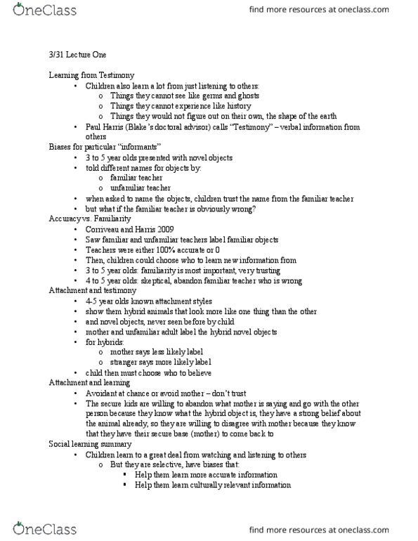 CAS PS 241 Lecture Notes - Lecture 1: Childhood Amnesia, Problem Set, Working Memory thumbnail