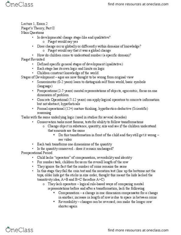 CAS PS 241 Lecture Notes - Lecture 1: Serration, Prototype Theory, Number Sense thumbnail