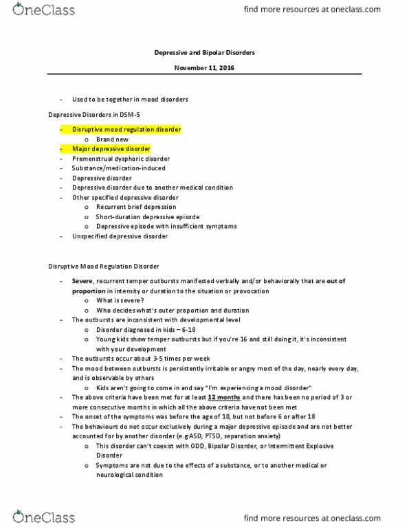 PSYCH 2AP3 Lecture Notes - Lecture 7: Posttraumatic Stress Disorder, Major Depressive Disorder, Dsm-5 thumbnail