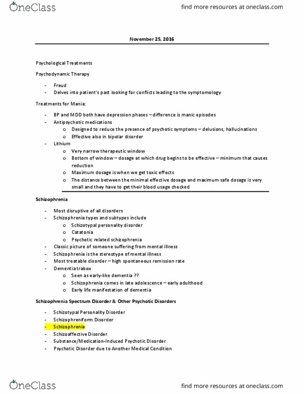 PSYCH 2AP3 Lecture Notes - Lecture 3: Spontaneous Remission, Perseveration, Delusional Disorder thumbnail