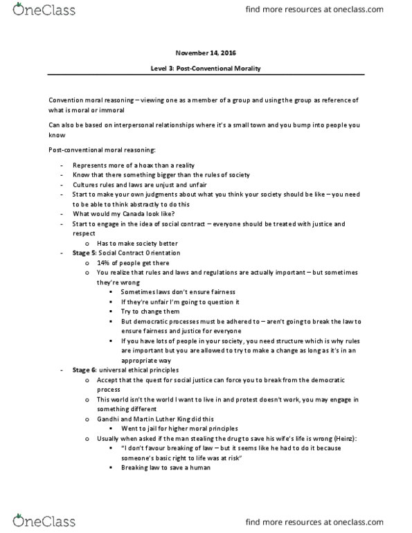 PSYCH 2AA3 Lecture Notes - Lecture 4: Moral Reasoning, Social Environment, Order Type thumbnail