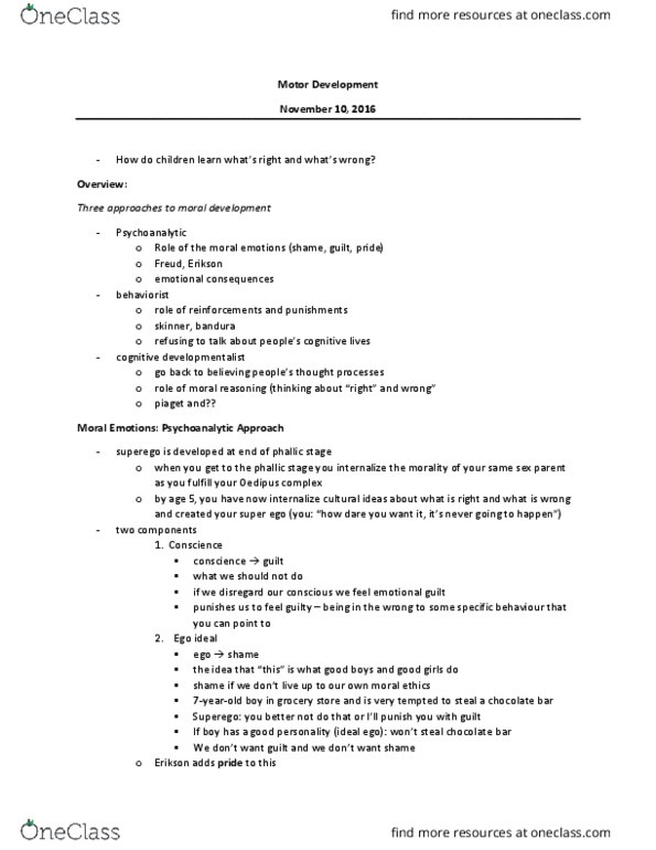 PSYCH 2AA3 Lecture Notes - Lecture 3: Phallic Stage, Ego Ideal, Oedipus Complex thumbnail