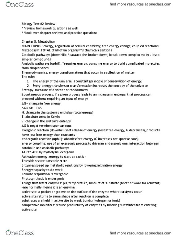 BSC 114 Chapter Notes - Chapter 8-13: Spindle Apparatus, G0 Phase, Non-Competitive Inhibition thumbnail