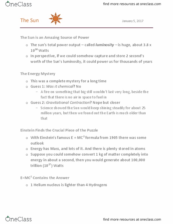 Astronomy 1021 Lecture Notes - Lecture 24: Cyanoacrylate, Nuclear Fission, Nuclear Reaction thumbnail