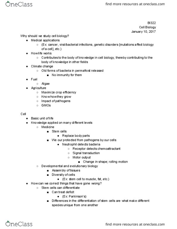 BI 322 Lecture Notes - Lecture 1: Cell Division, Chemotaxis, Permafrost thumbnail