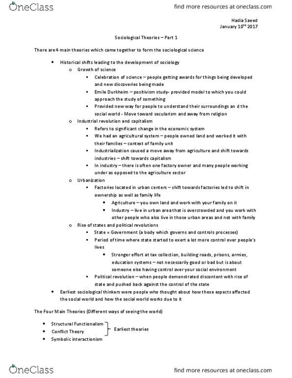 SOC100H5 Lecture Notes - Lecture 3: Handia (Drink), Social Inequality, Industrial Revolution thumbnail