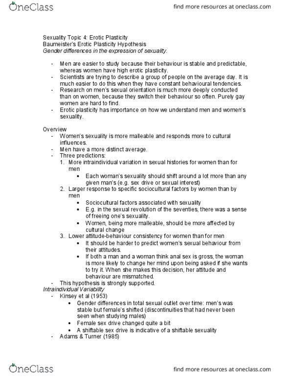 PSYCH 3AC3 Lecture Notes - Lecture 4: Latte, Prison Sex, Libido thumbnail