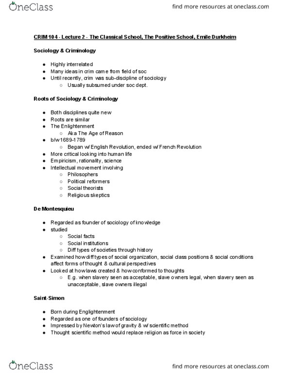 CRIM 104 Lecture Notes - Lecture 2: Conflict Theories, Class Conflict, The Communist Manifesto thumbnail