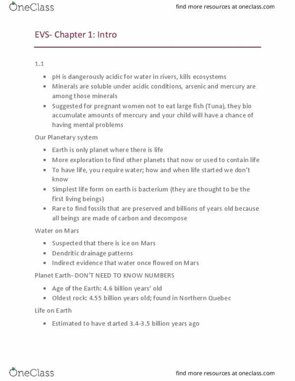 EVS 1101 Lecture Notes - Lecture 1: Basalt, Dynamic Earth, Continental Crust thumbnail