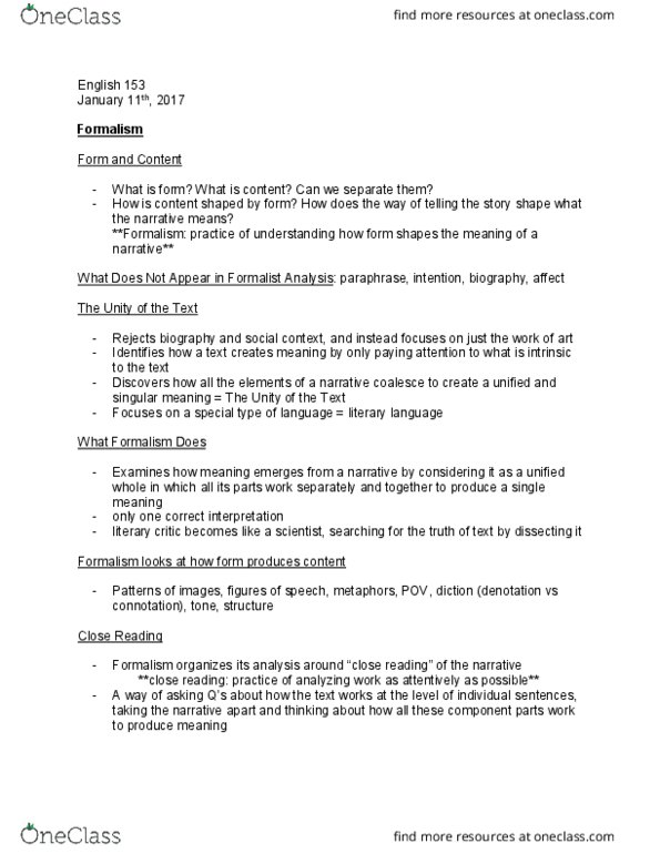 ENGL 153 Lecture Notes - Lecture 2: Close Reading, Institute For Operations Research And The Management Sciences thumbnail