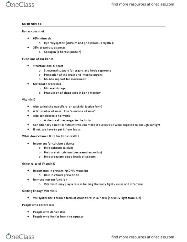 NUTR 1010 Lecture Notes - Lecture 23: Vitamin, Almond Milk, Wear Sunscreen thumbnail