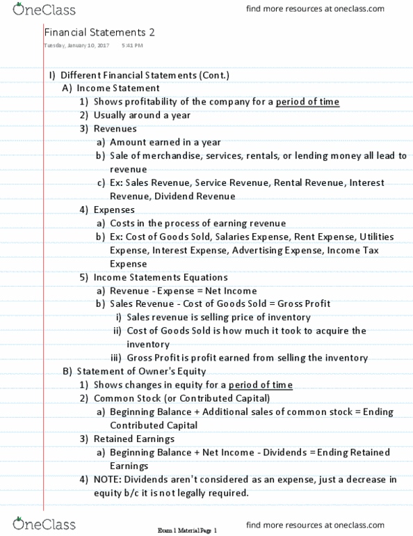 ACCTMIS 2200 Lecture Notes - Lecture 3: Retained Earnings, Income Statement thumbnail