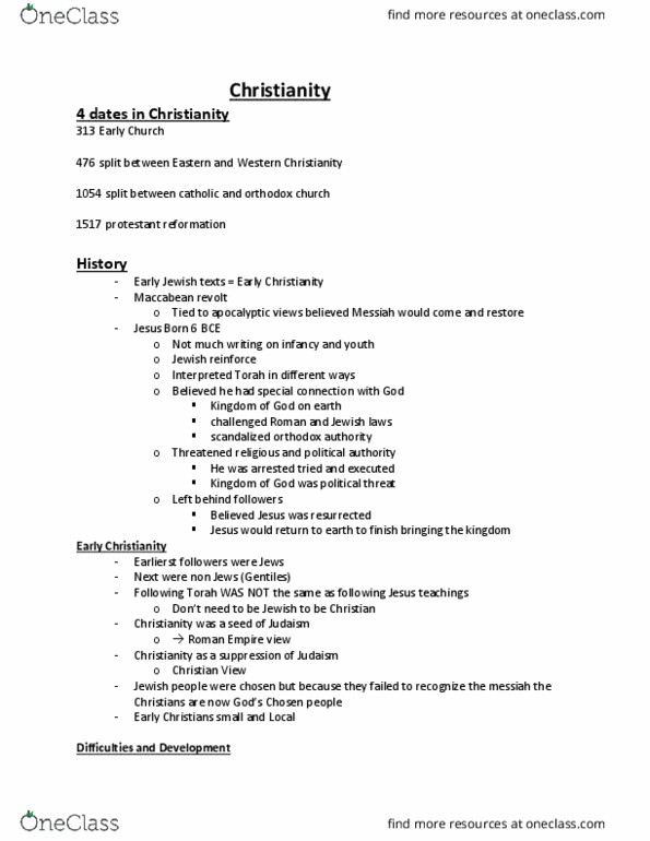 RELIG102 Lecture Notes - Lecture 10: Monophysitism, Chosen People, Social Change thumbnail