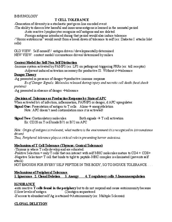 BIOL 2005 Lecture Notes - Cytokine, Interleukin 2, Cd24 thumbnail