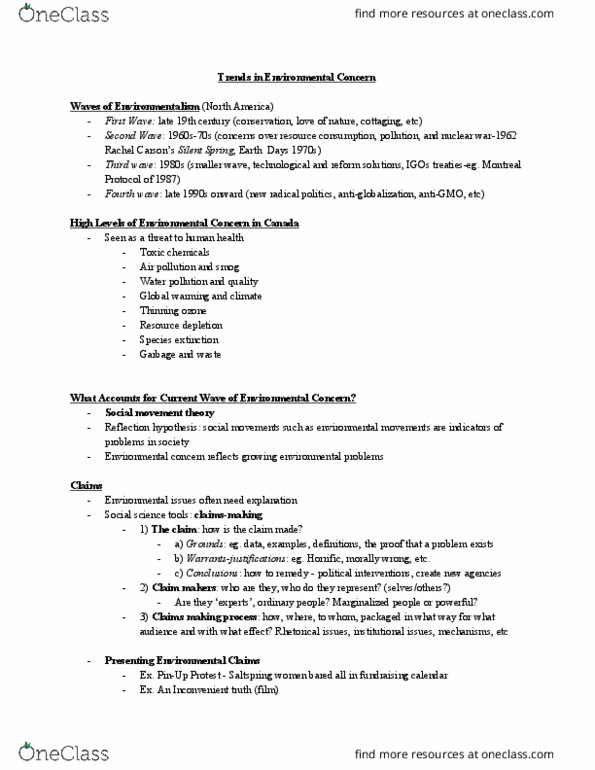 ENSC 203 Lecture Notes - Lecture 3: Social Movement Theory, Montreal Protocol, Water Pollution thumbnail