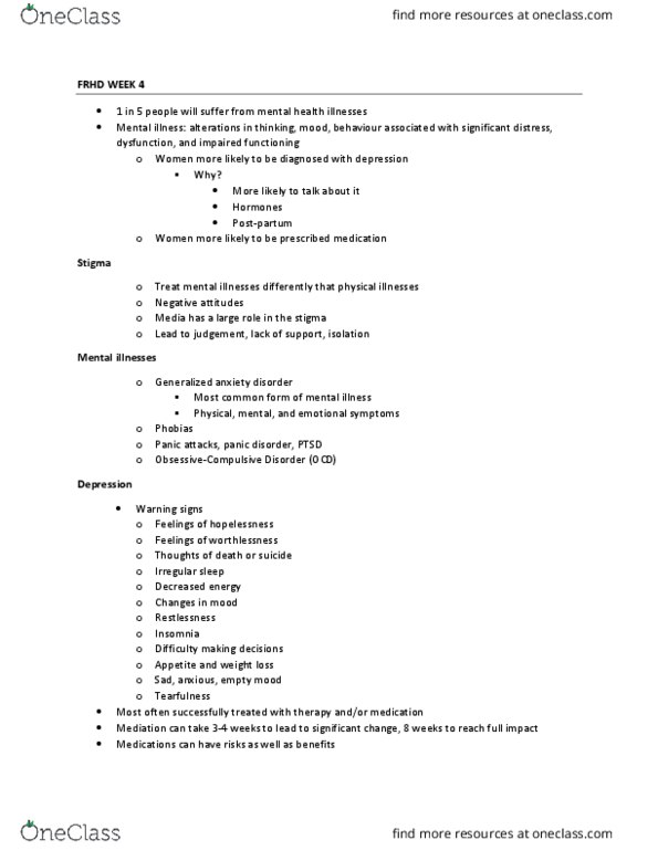 FRHD 1010 Lecture Notes - Lecture 4: Generalized Anxiety Disorder, Panic Disorder, Posttraumatic Stress Disorder thumbnail