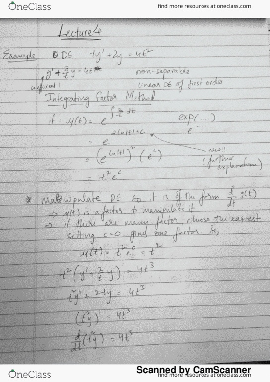 MATH 307 Lecture 4: Integrating Factor Method to Solving Differential Equations thumbnail