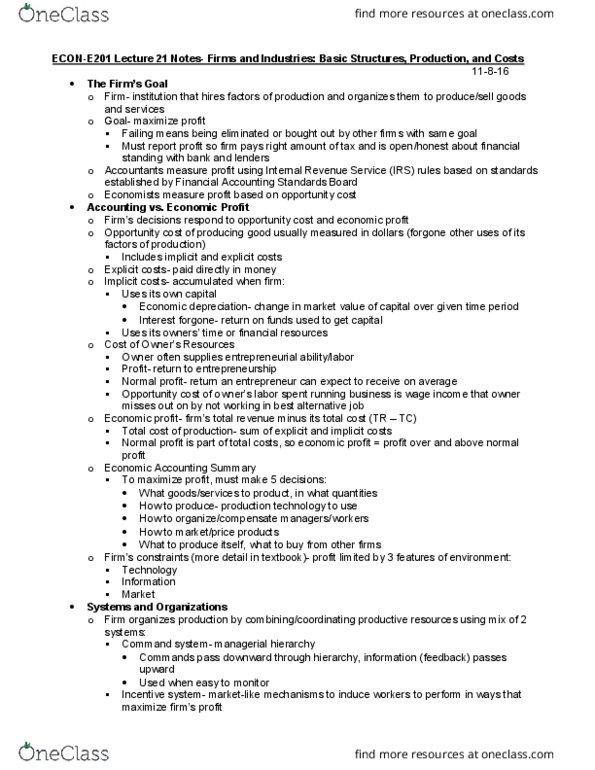 ECON-E 201 Lecture Notes - Lecture 21: Internal Revenue Service, Financial Accounting Standards Board, Opportunity Cost thumbnail