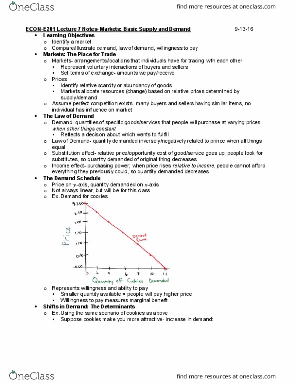 ECON-E 201 Lecture Notes - Lecture 7: Demand Curve, Substitute Good, Inverse Relation thumbnail