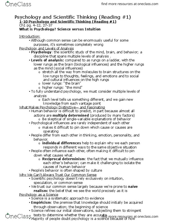 PSYC 111 Chapter Notes - Chapter 1: American Psychological Association, James Mckeen Cattell, Wilhelm Wundt thumbnail