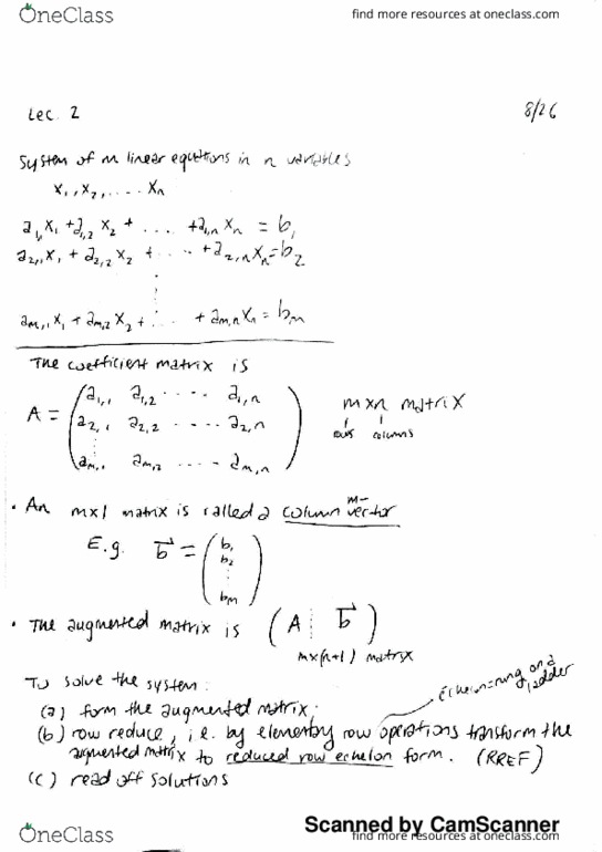 MATH 2210 Lecture 2: linear algebra 2 thumbnail