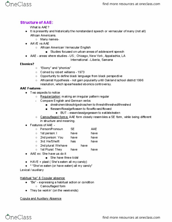 LINGUIS 155AC Lecture Notes - Lecture 9: Grammaticalization, German Verbs, Plast thumbnail