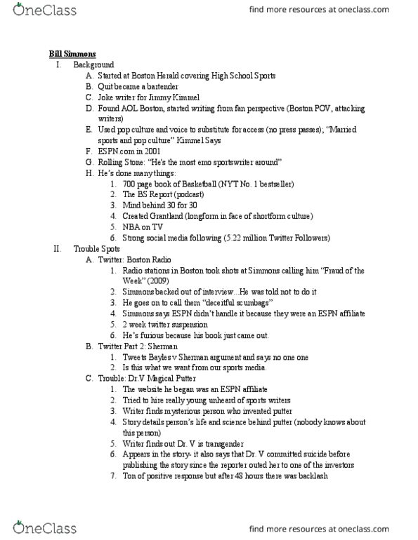 MMC 3703 Lecture Notes - Lecture 18: Roger Goodell, Bill Simmons, Boston Herald thumbnail