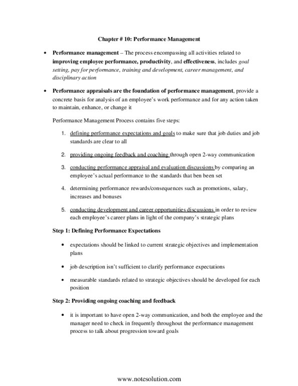 MHR 523 Chapter Notes - Chapter 10-15: Performance Appraisal, Job Performance, Job Evaluation thumbnail